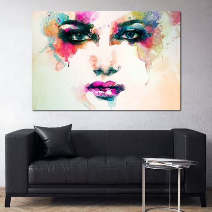 Watercolor Abstract Woman Portrait Canvas Wall Art