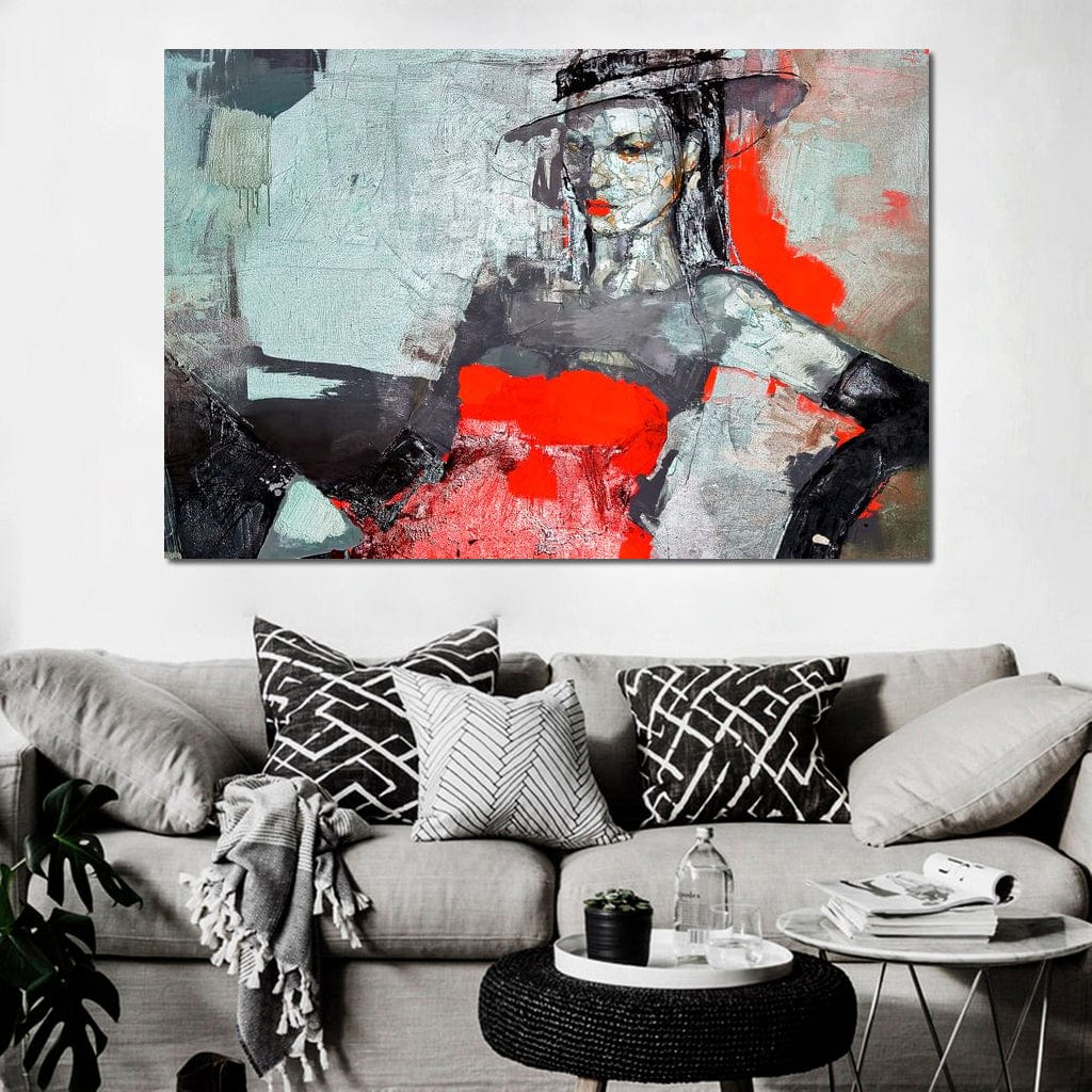 Lady in Red Canvas Wall Art