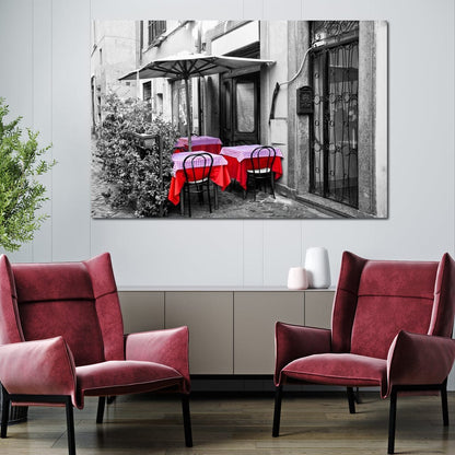 Red Tables In Rome Canvas Wall Art