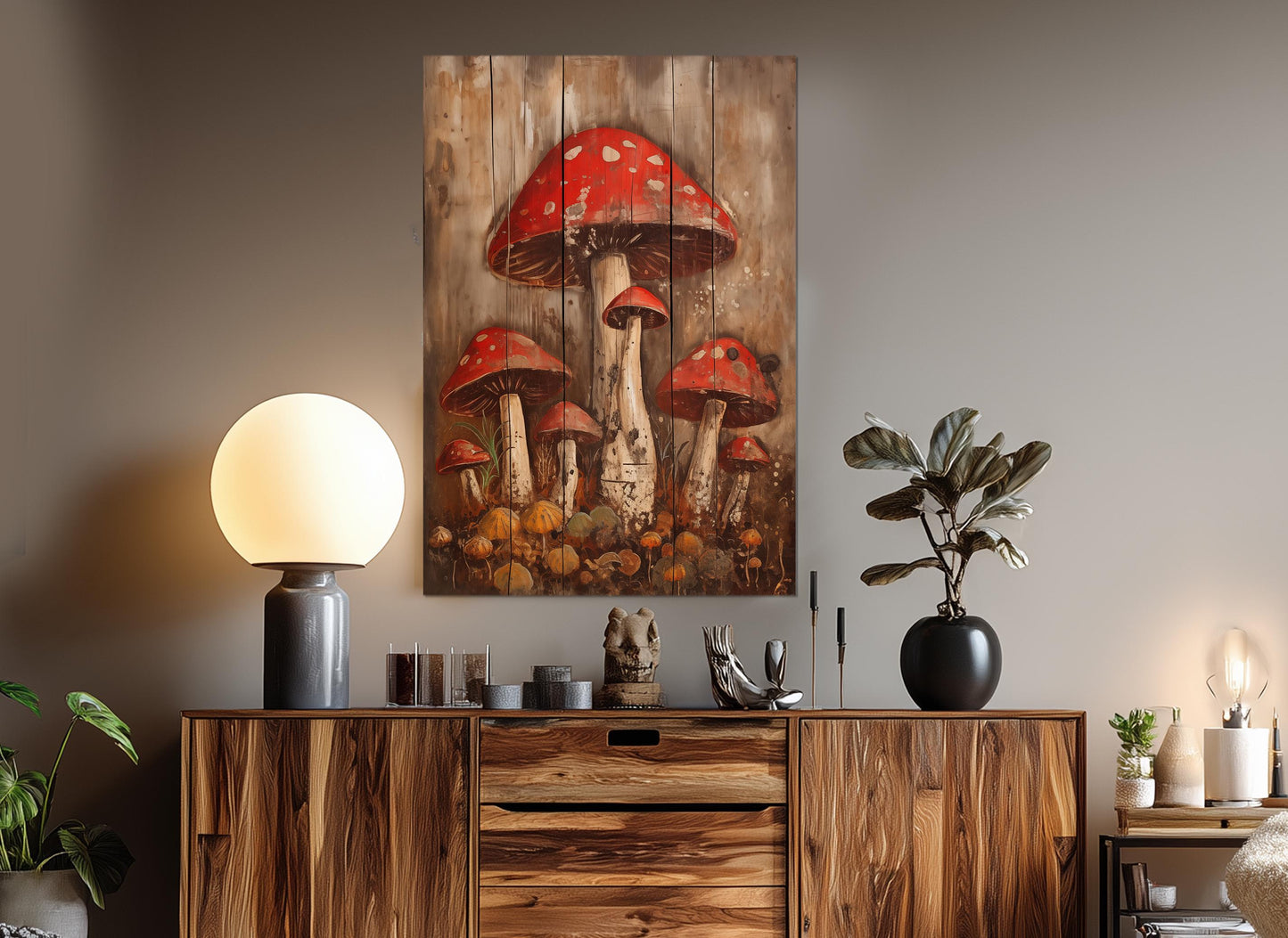 Mushrooms Canvas Print – Abstract Mushroom Art on Gallery Wrapped Cotton Canvas, Ready to Hang