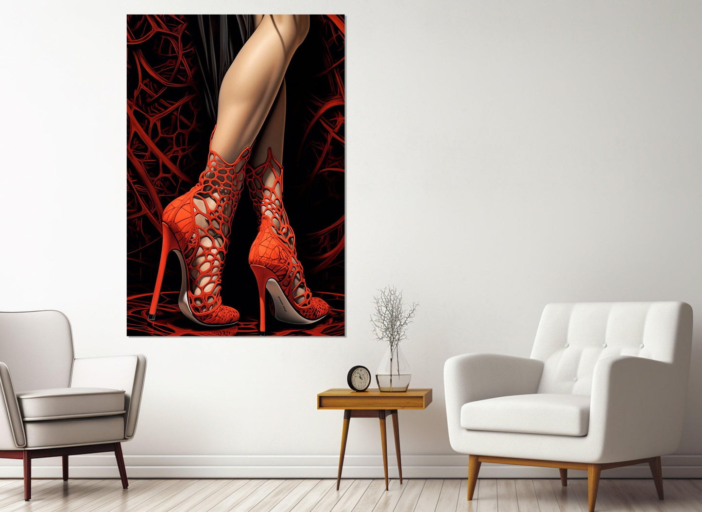 Erotic Wall Art – Sexy Woman Legs Painting on High Heels Canvas Print