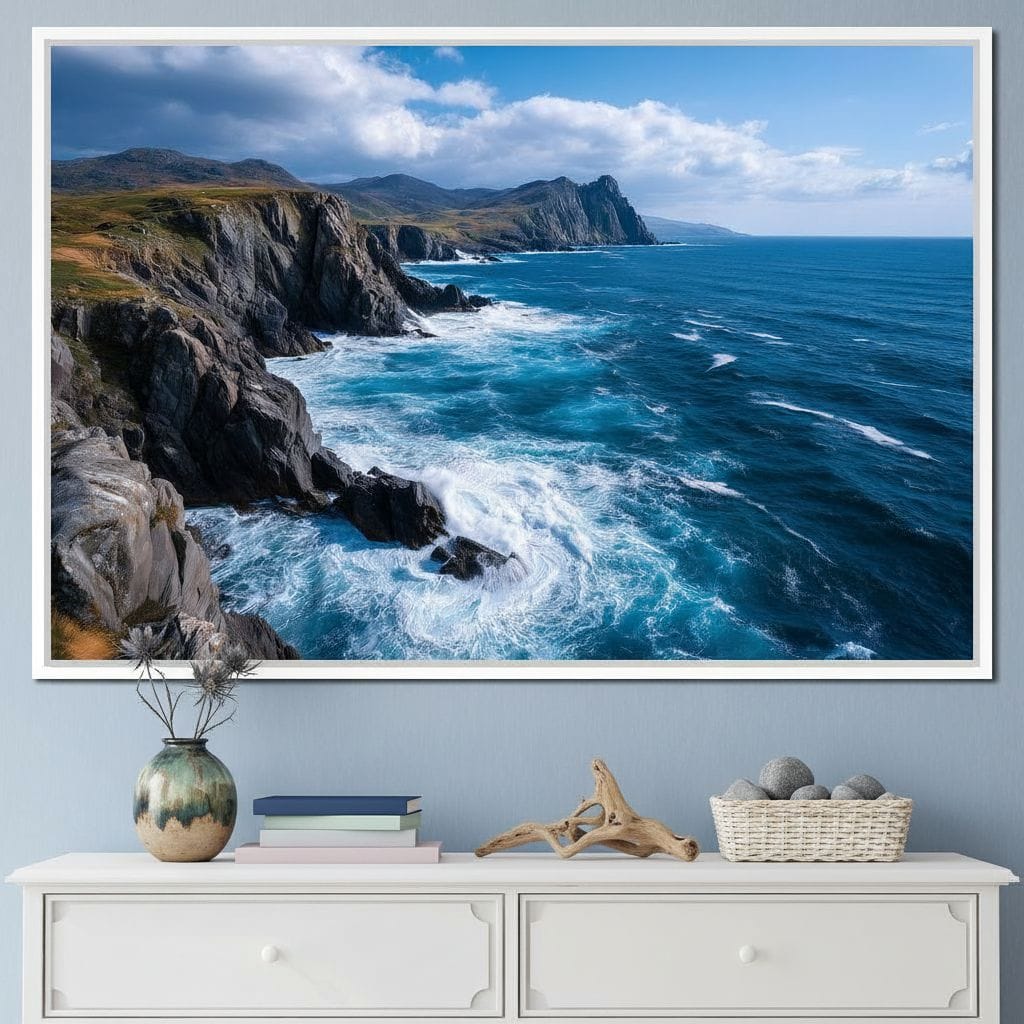 Wild Atlantic Cliff Horizon Canvas Wall Art