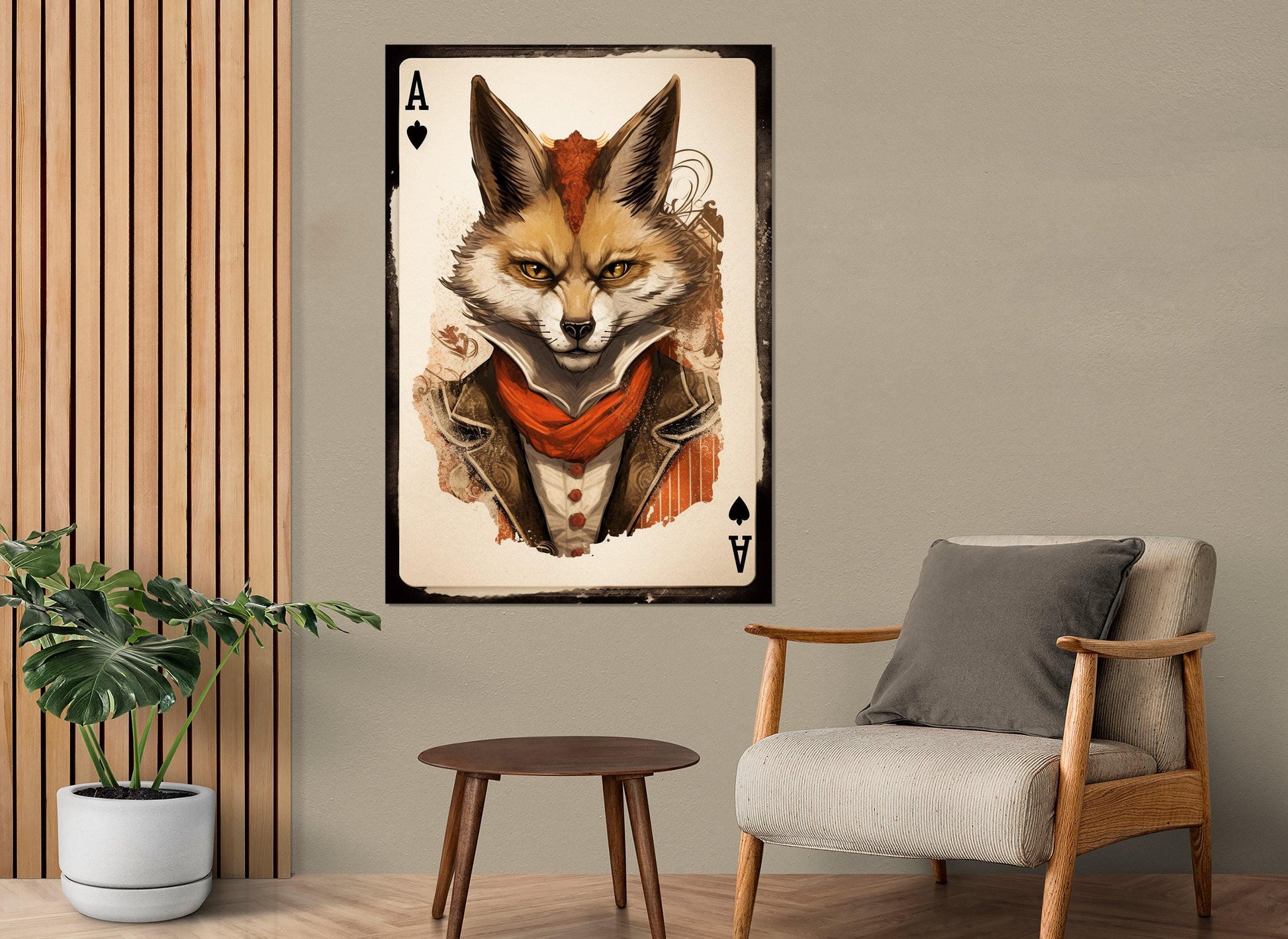 Ace of Spades Canvas – Fox Playing Card Art | Framed Canvas Print Ready to Hang