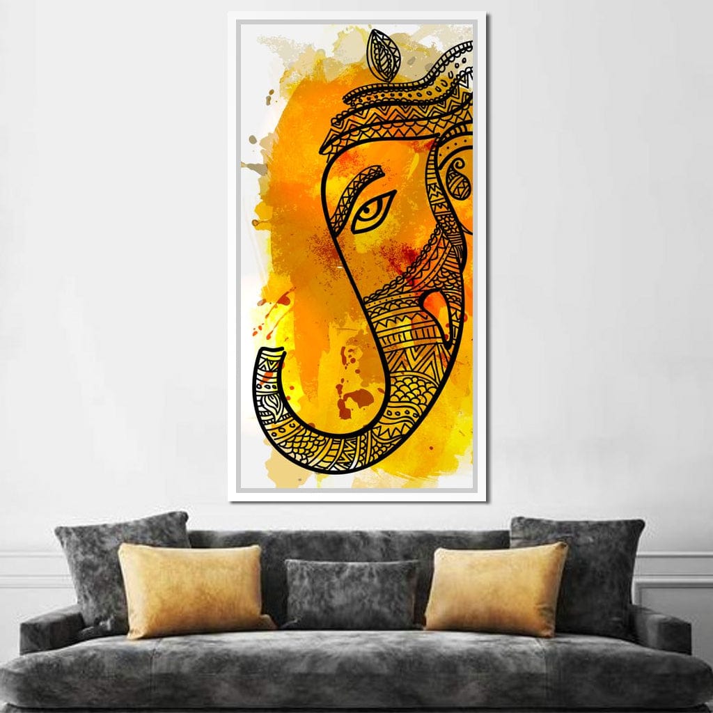 Lord Ganesha in Yellow Canvas Wall Art