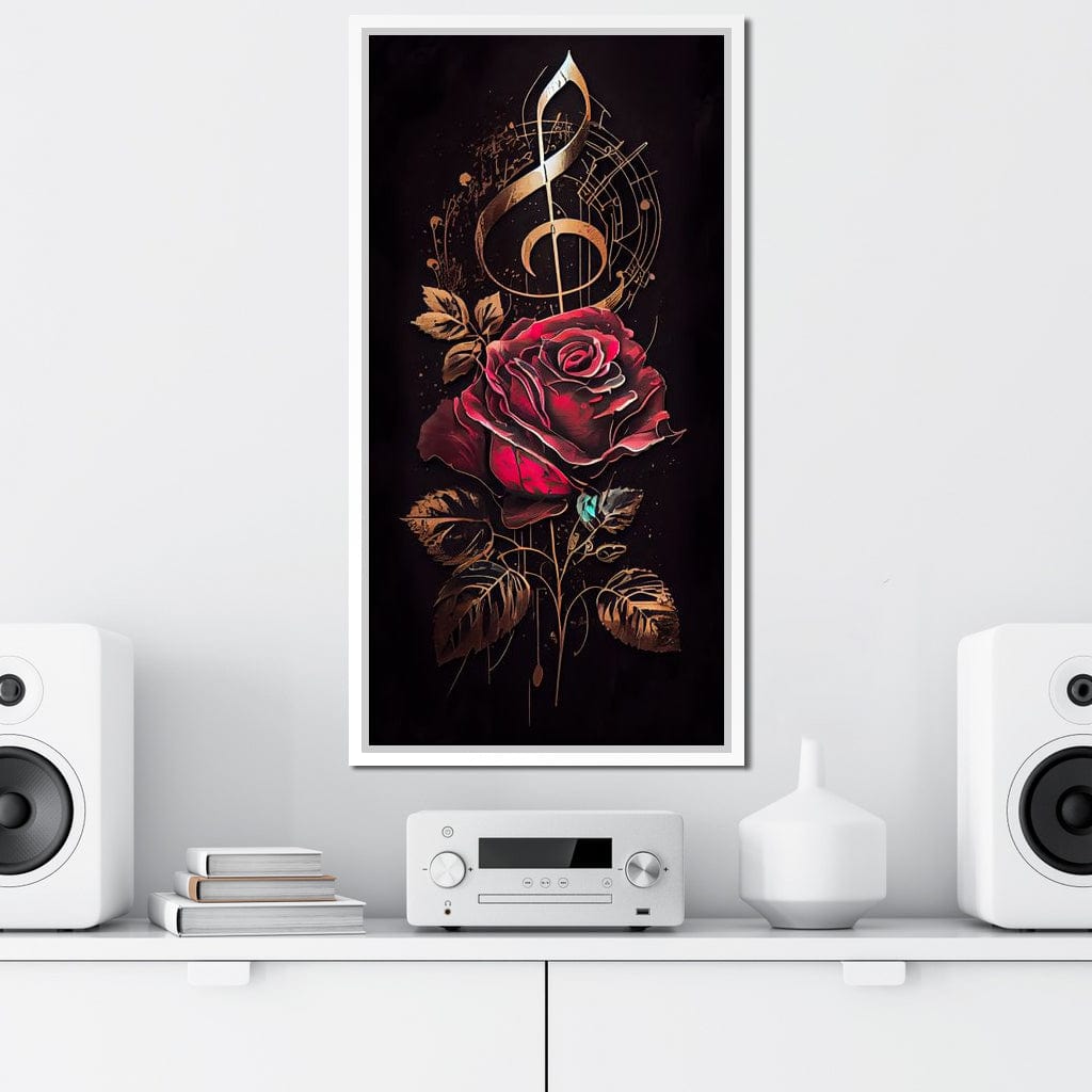 Red Rose & Musical Notes Canvas Wall Art
