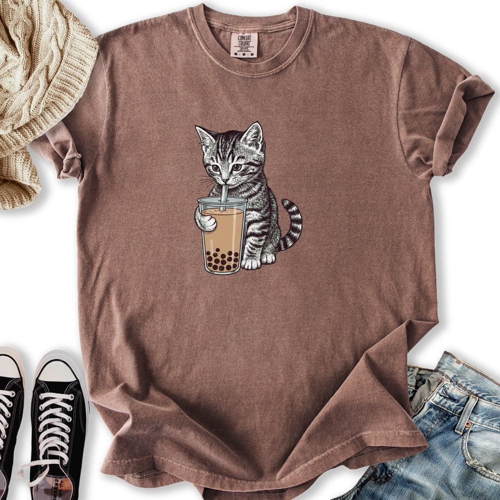 Kitten with Boba Tea Relaxed Tee