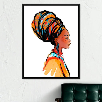 African Woman Turban Canvas Wall Art