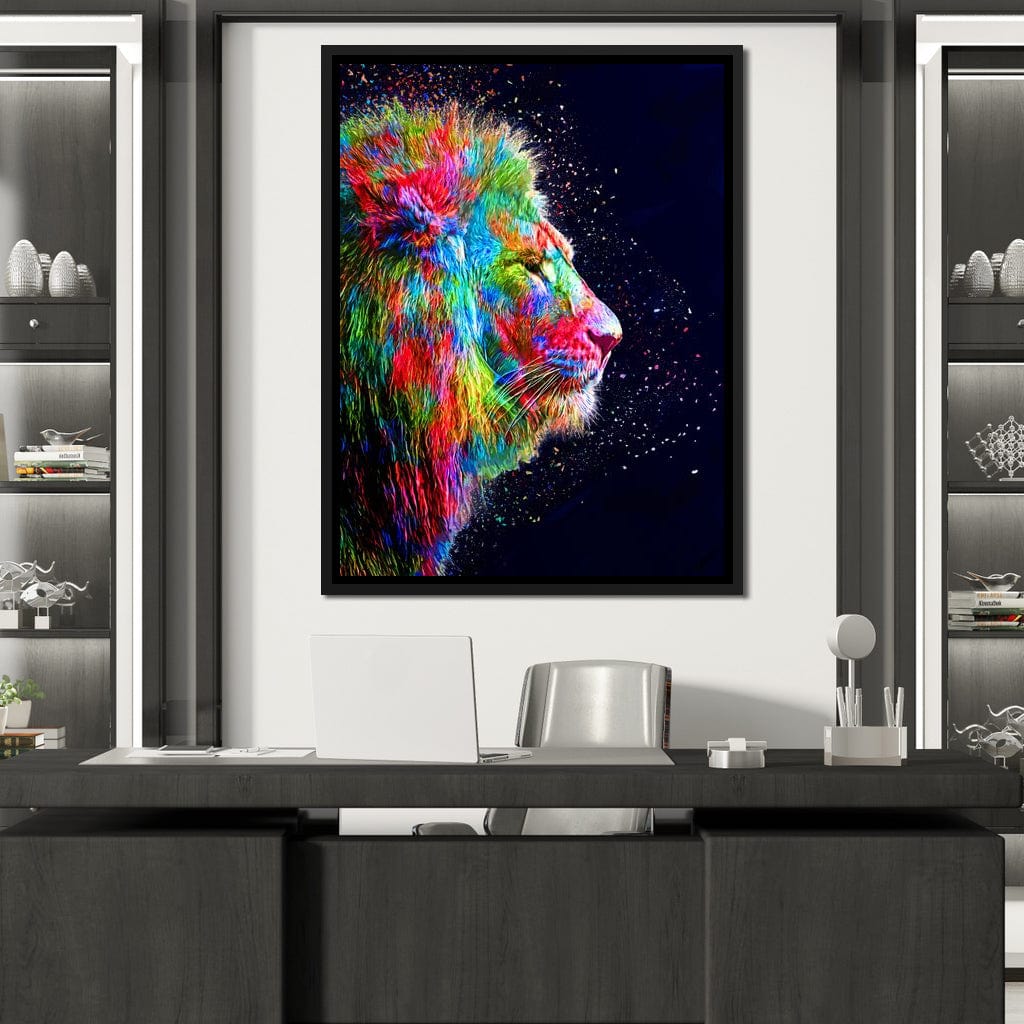 Colored Lion Canvas Wall Art