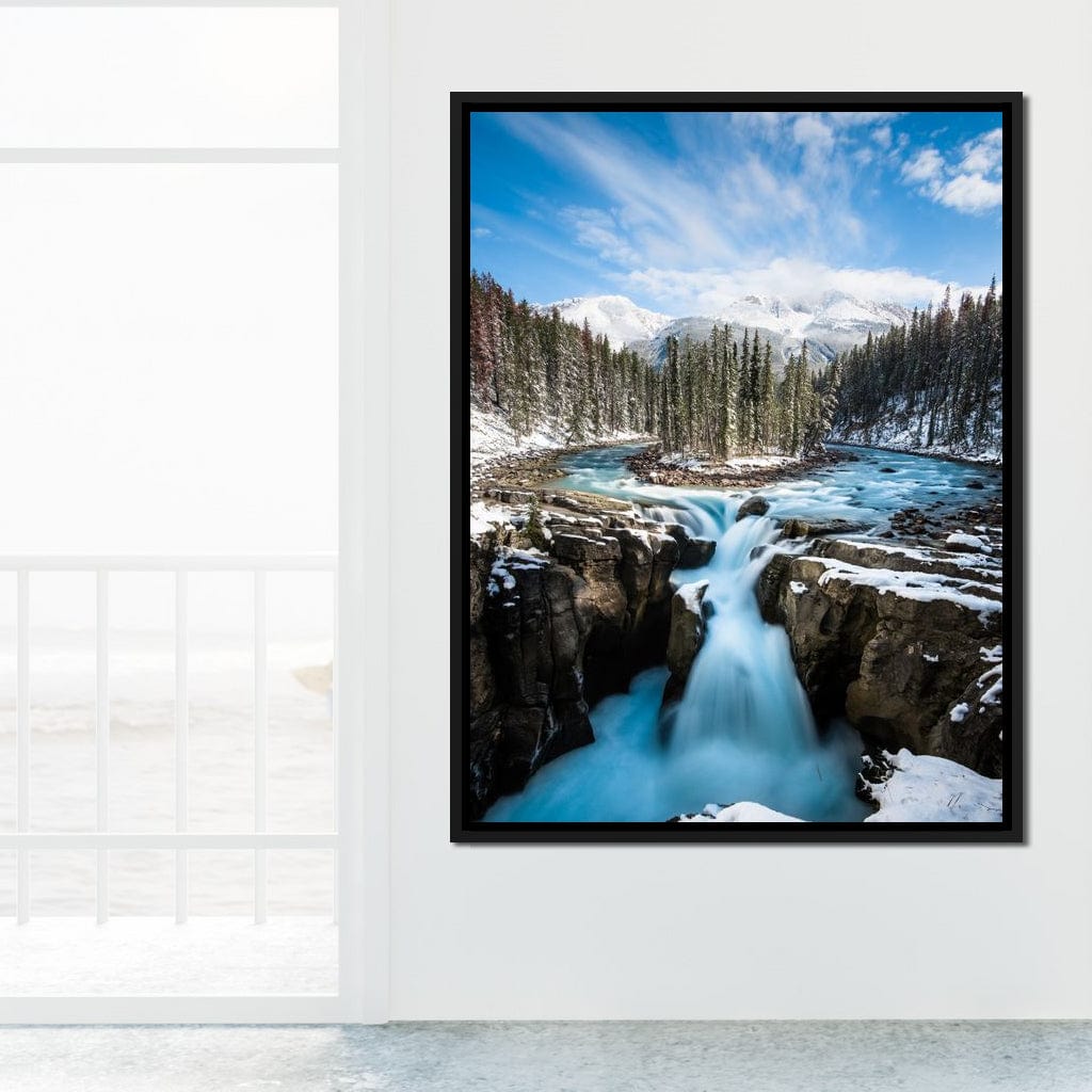 Snowy Sunwapta Falls Canvas Wall Art