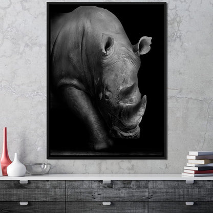 Black and White Rhino Canvas Wall Art
