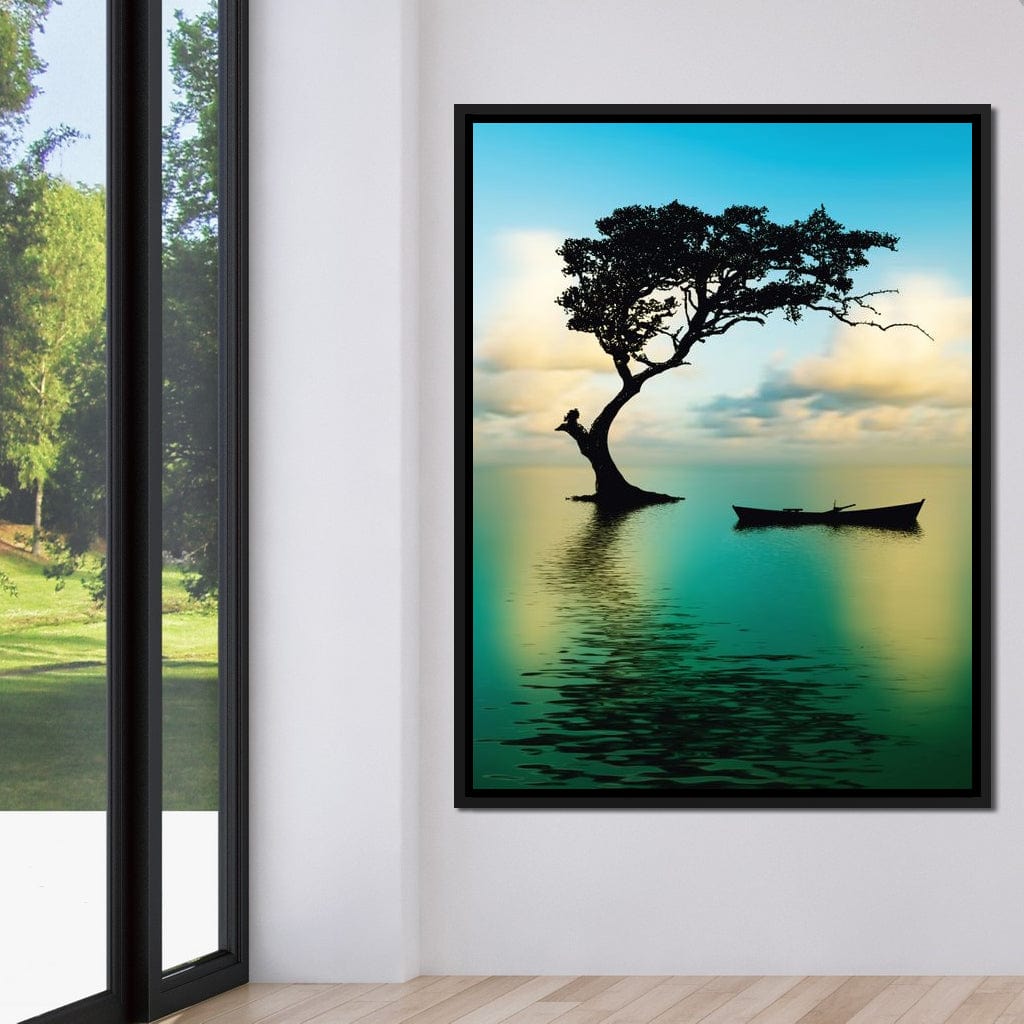 Cyan Tree Canvas Wall Art