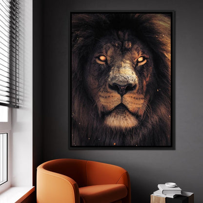 Scary Lion Canvas Wall Art