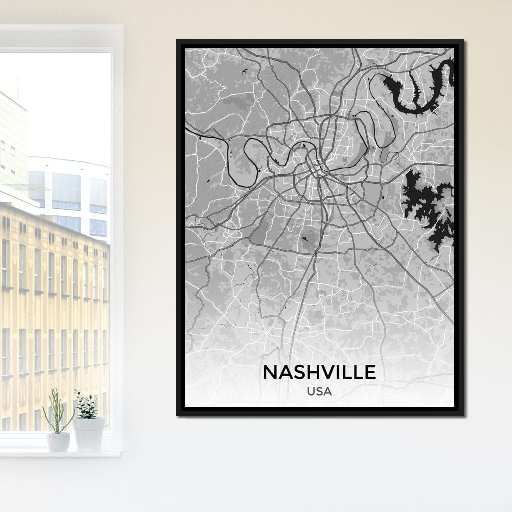 Map of Nashville, USA Canvas Wall Art