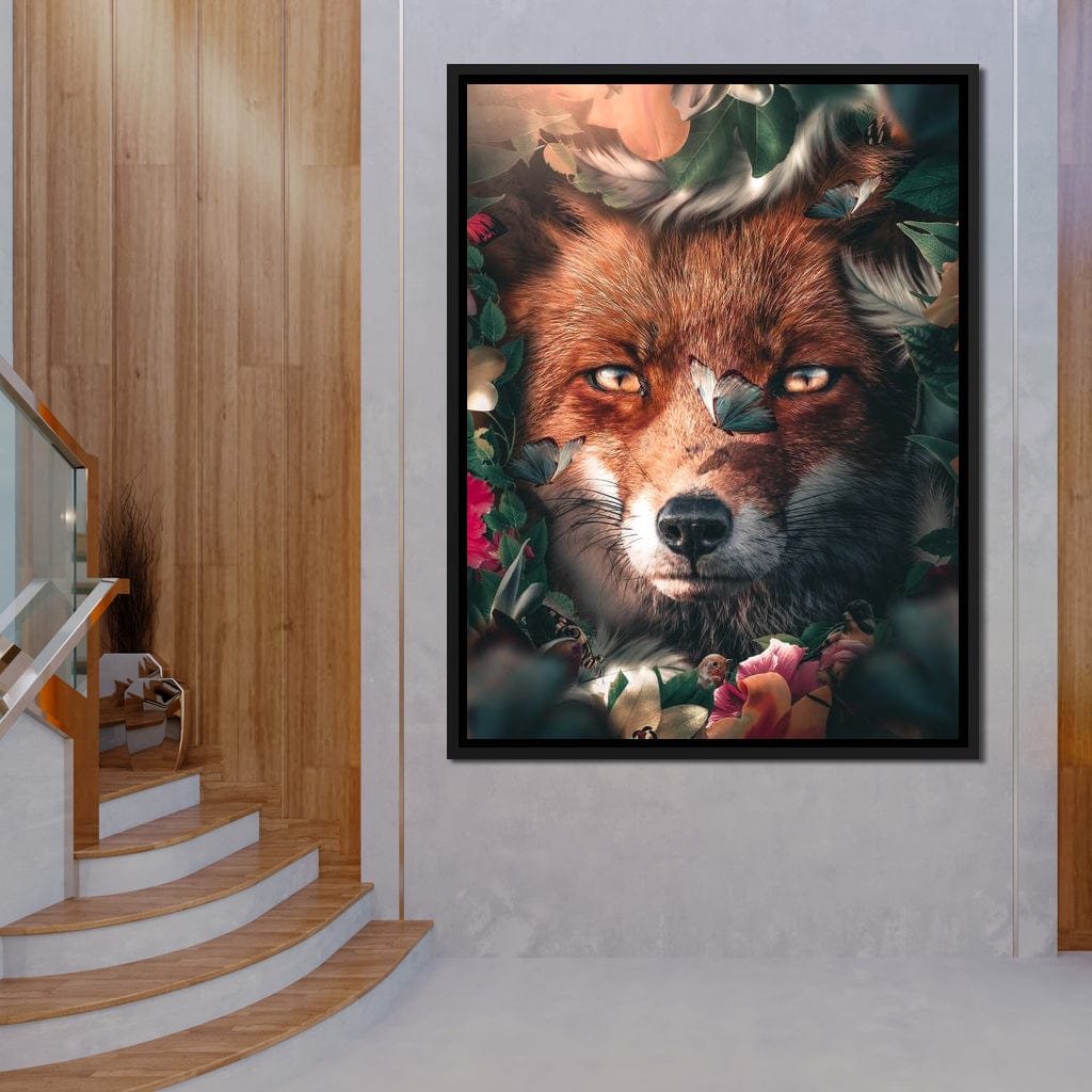 Floral Fox Canvas Wall Art
