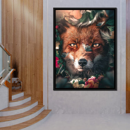 Floral Fox Canvas Wall Art