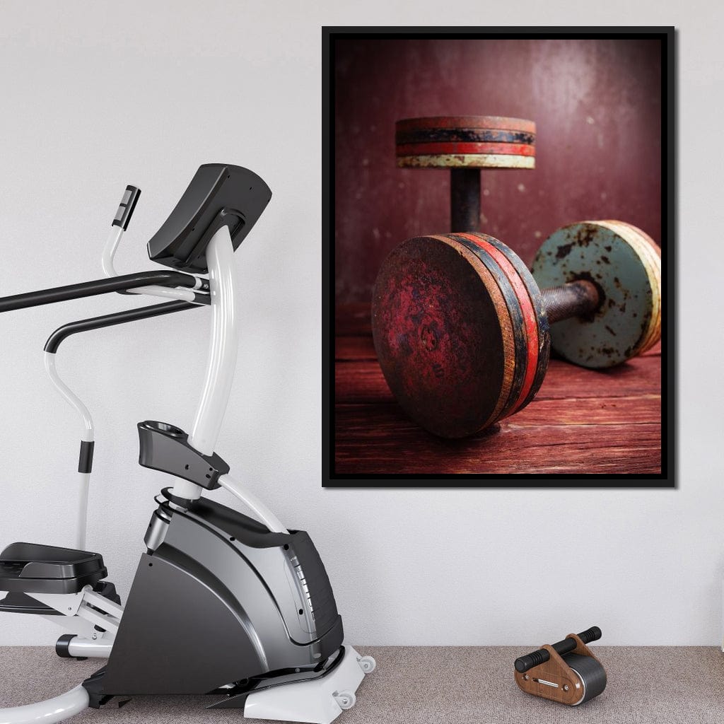 Rusty Dumbbells Canvas Wall Art