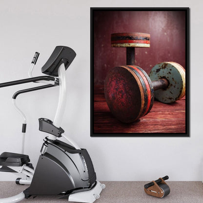 Rusty Dumbbells Canvas Wall Art