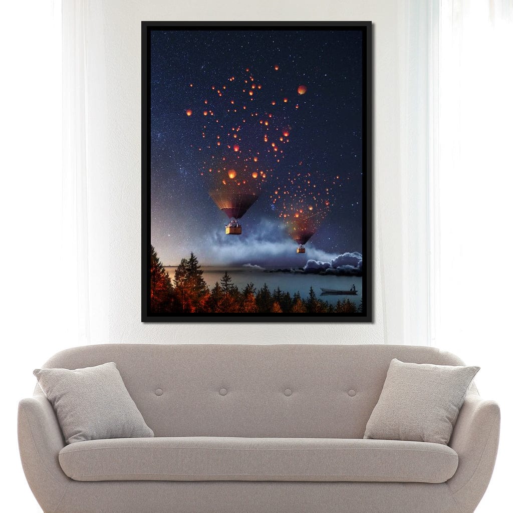 Hot Air Balloon Light Canvas Wall Art
