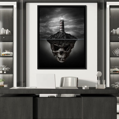 Skull Lighthouse Canvas Wall Art