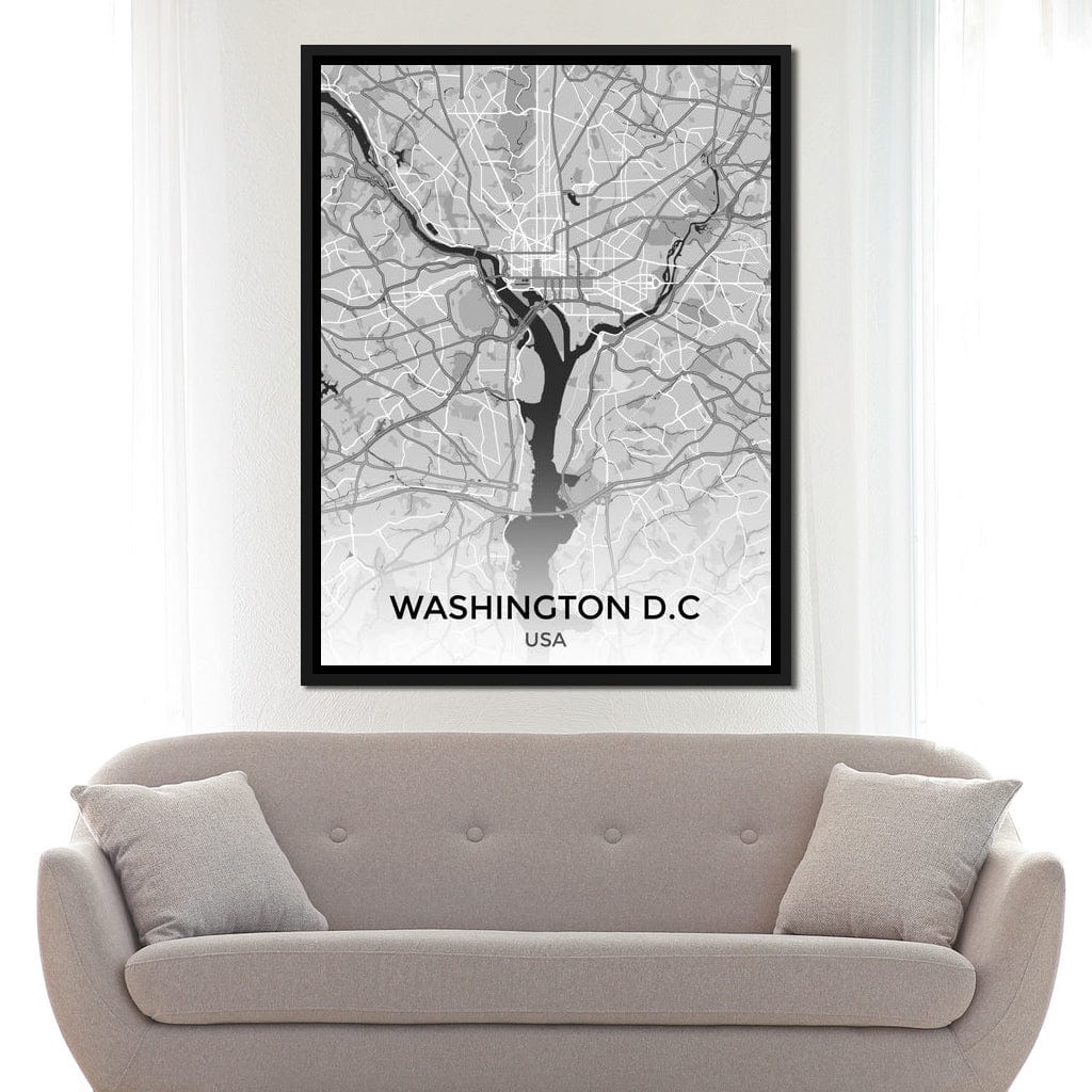 Map of Washington, USA Canvas Wall Art