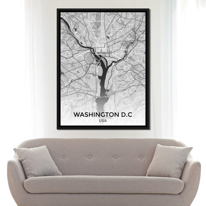 Map of Washington, USA Canvas Wall Art