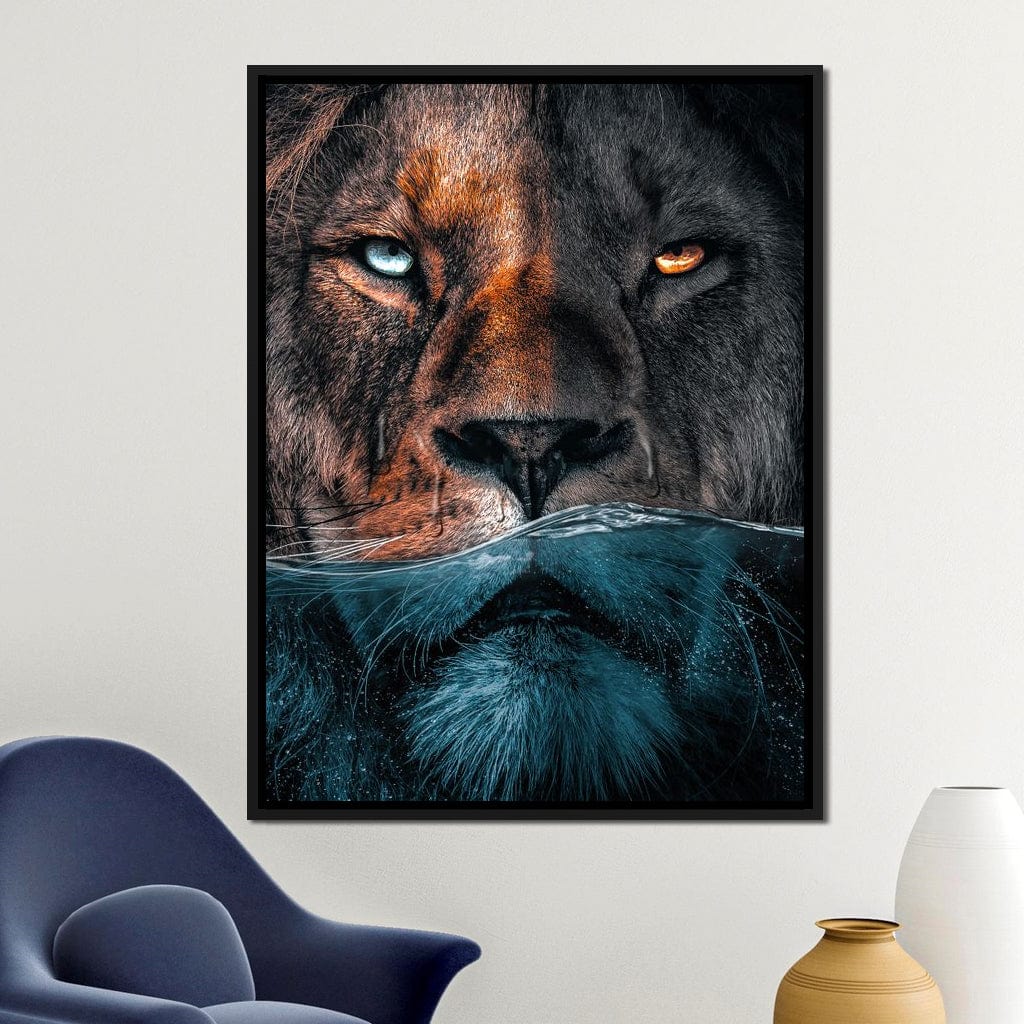 Diving Lion Canvas Wall Art