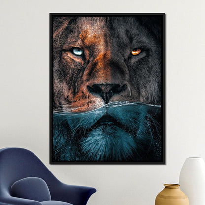 Diving Lion Canvas Wall Art