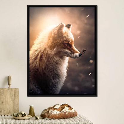 Fox Butterfly Glow Canvas Wall Art