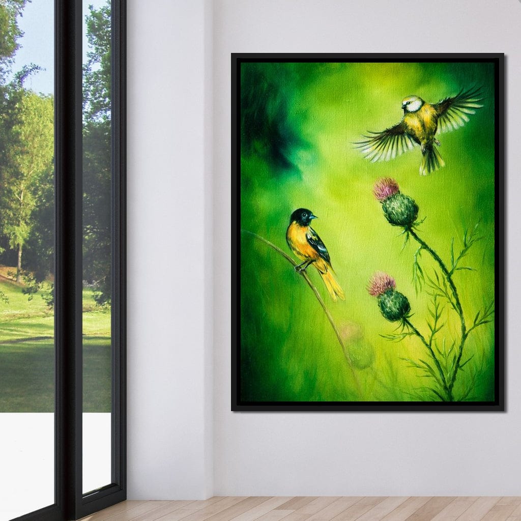 Emerald Songbirds Canvas Wall Art