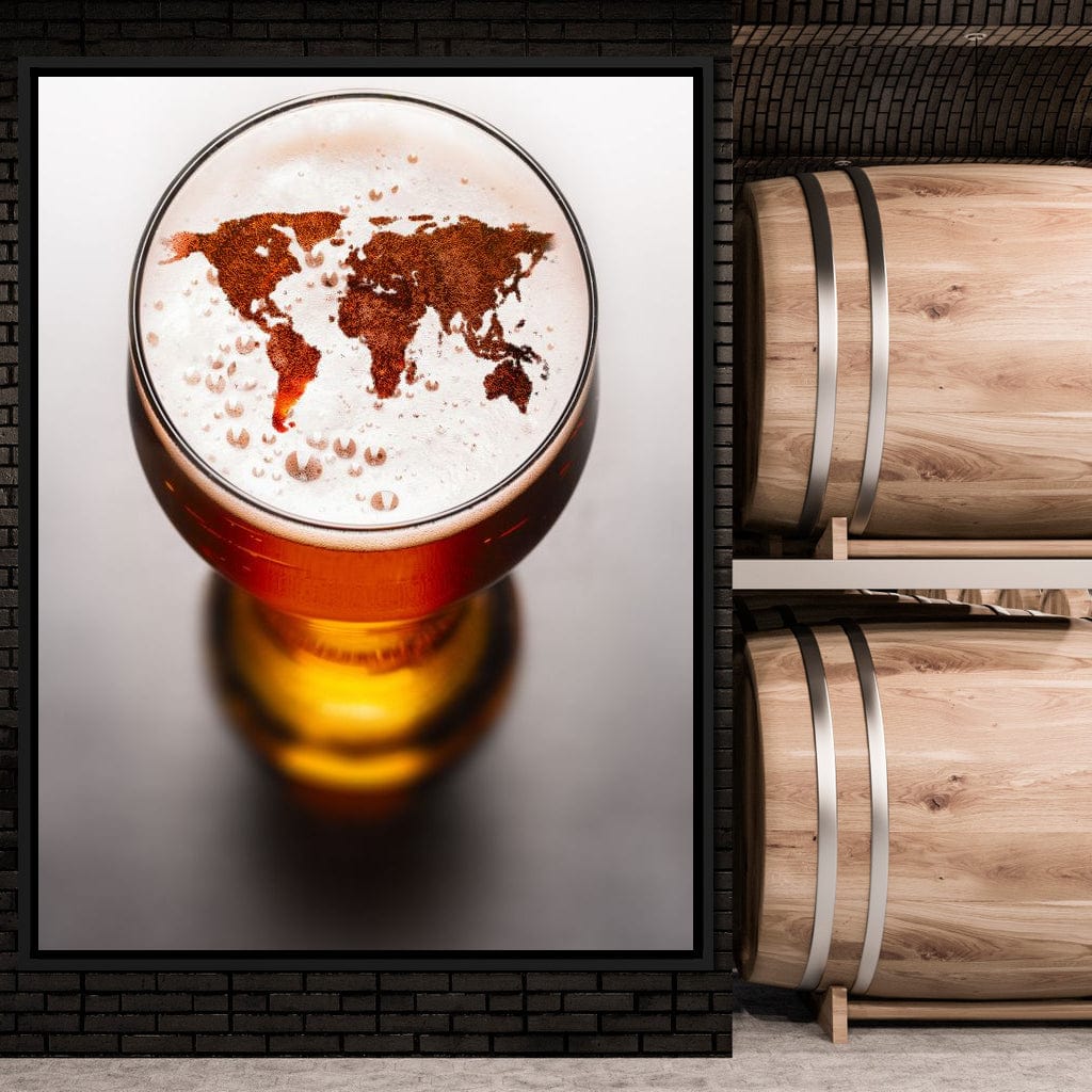 World Map Beer Canvas Wall Art