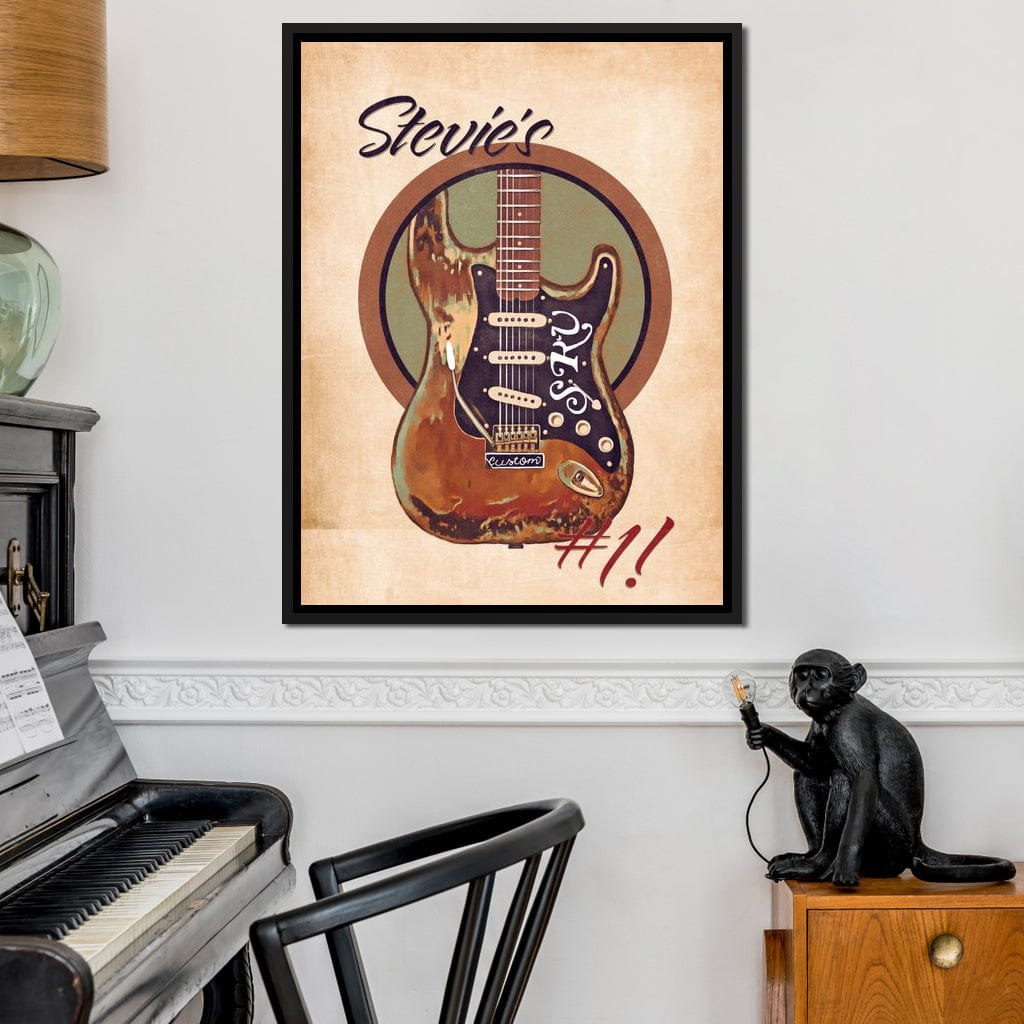 Stevie Ray Vaughan's Guitar Retro Canvas Wall Art