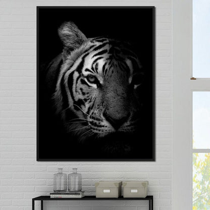 Black and White Fading Tiger Canvas Wall Art