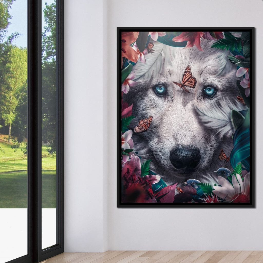 Floral Wolf Canvas Wall Art