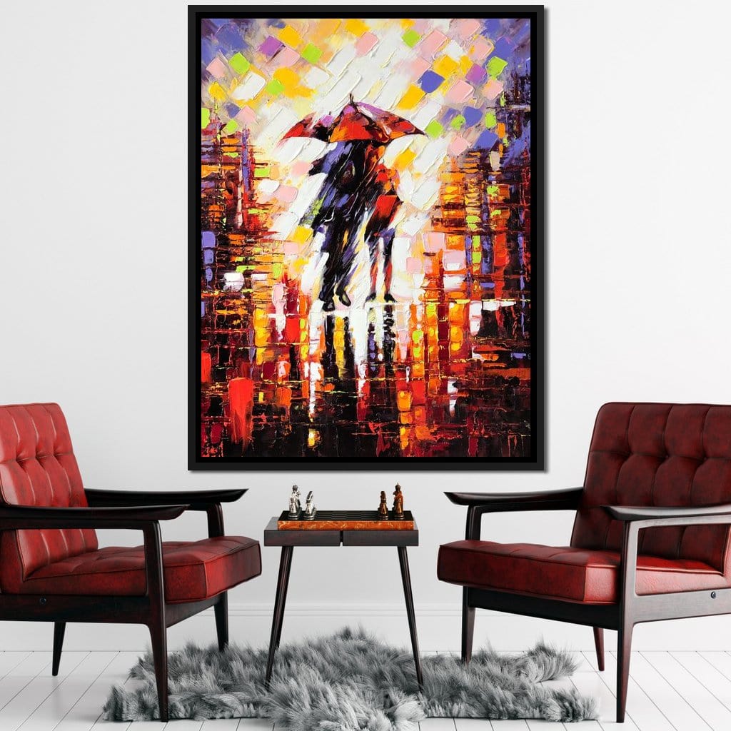 Enamoured Under The Umbrella Canvas Wall Art
