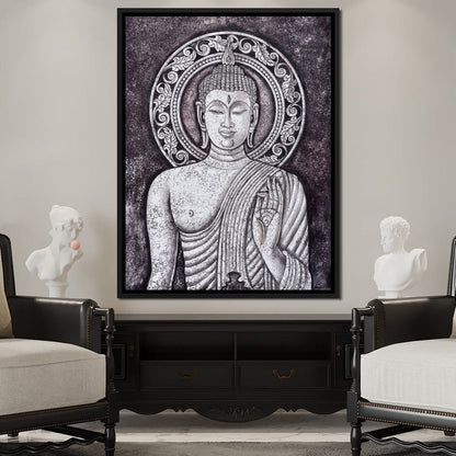 Grey Stone Buddha Canvas Wall Art