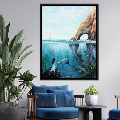 Swimming with the Shark Canvas Wall Art
