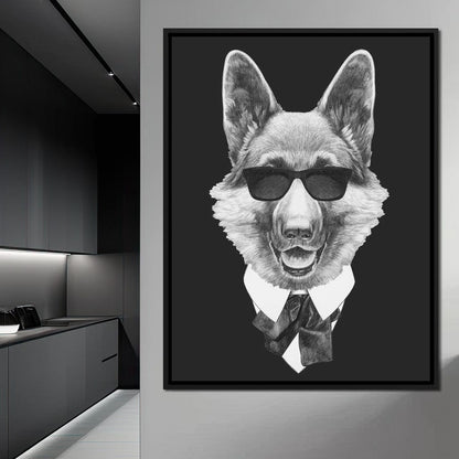 Dressed Up German Shepherd Canvas Wall Art