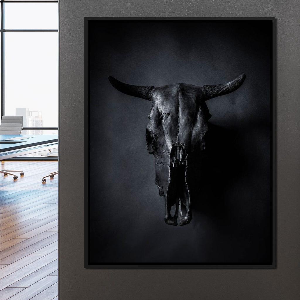 Black Bull Skull Canvas Wall Art