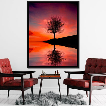 Red Sunset Canvas Wall Art