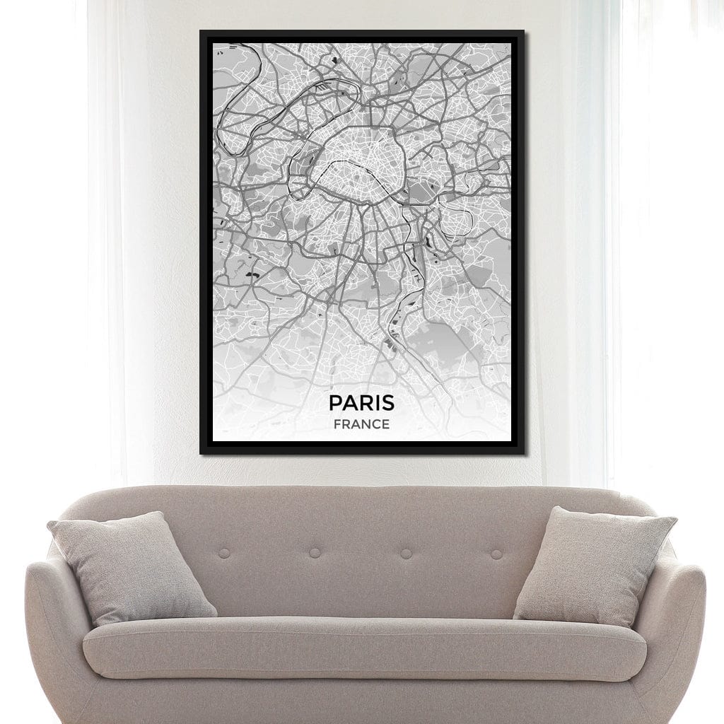 Map of Paris, France Canvas Wall Art