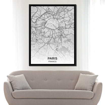 Map of Paris, France Canvas Wall Art