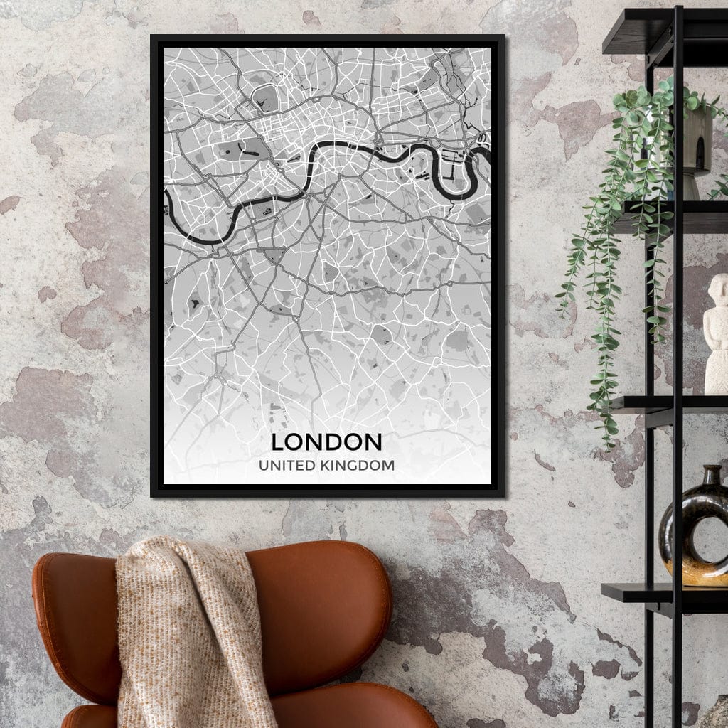Map of London, UK Canvas Wall Art