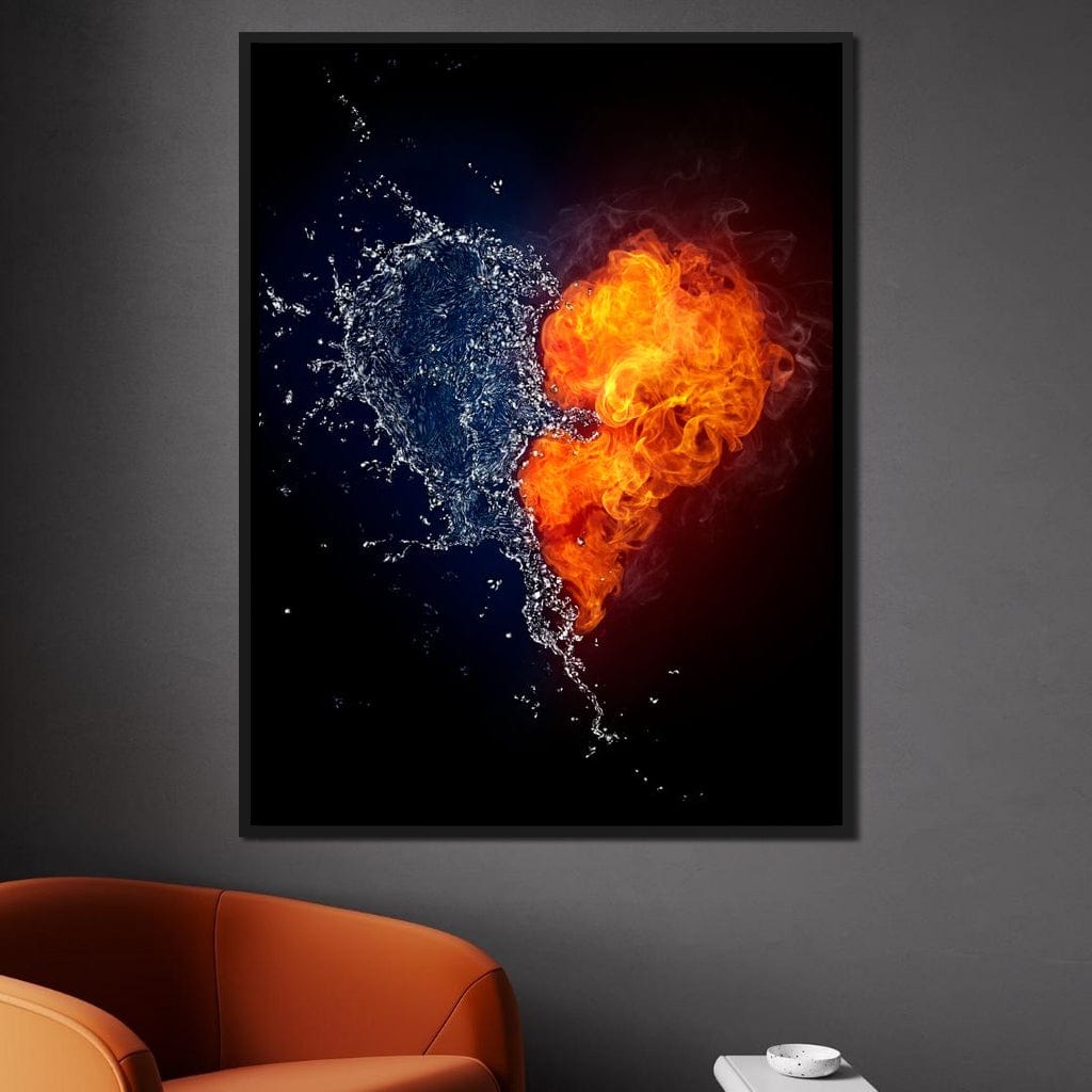 Fire and Water Love Canvas Wall Art