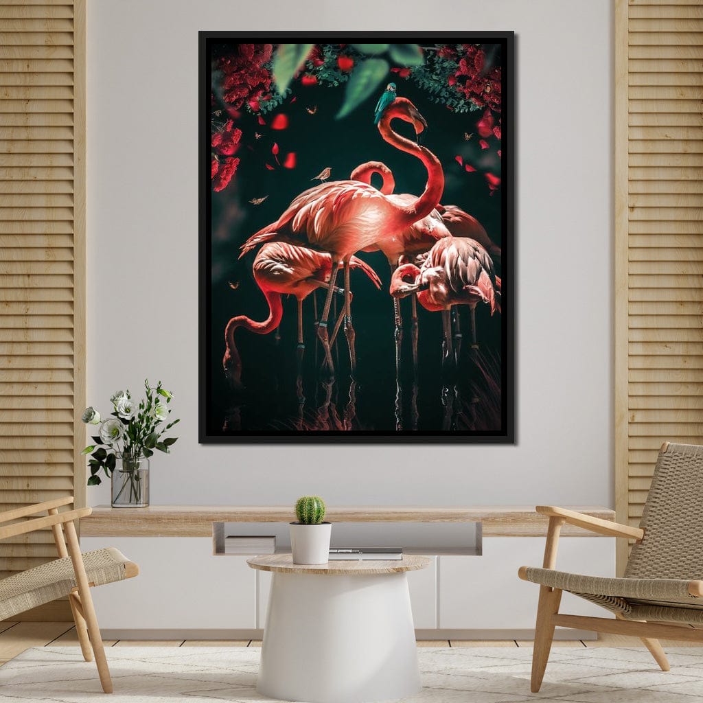 Glowing Flamingo Canvas Wall Art