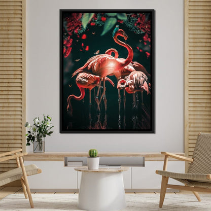 Glowing Flamingo Canvas Wall Art