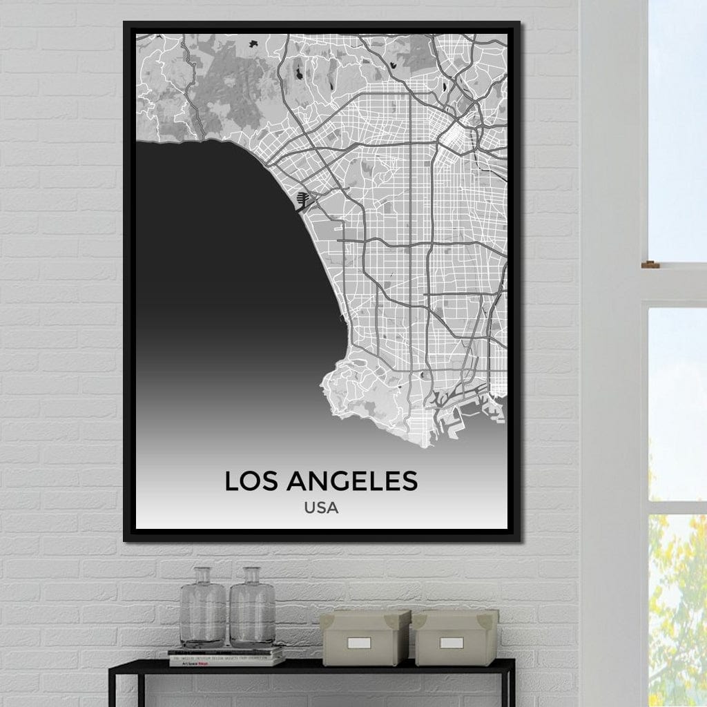 Map of Los Angeles, USA Canvas Wall Art