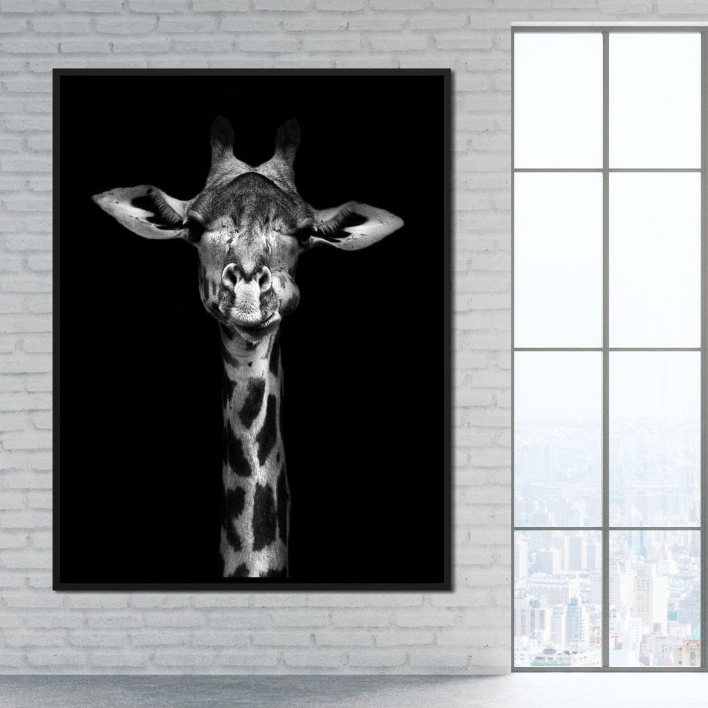 Black and White Giraffe Canvas Wall Art