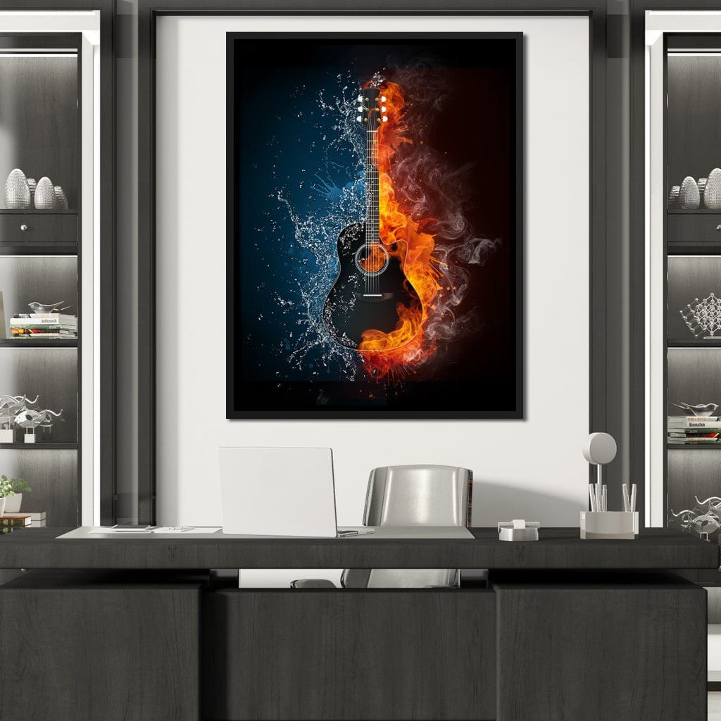 Fire & Water Guitar Canvas Wall Art