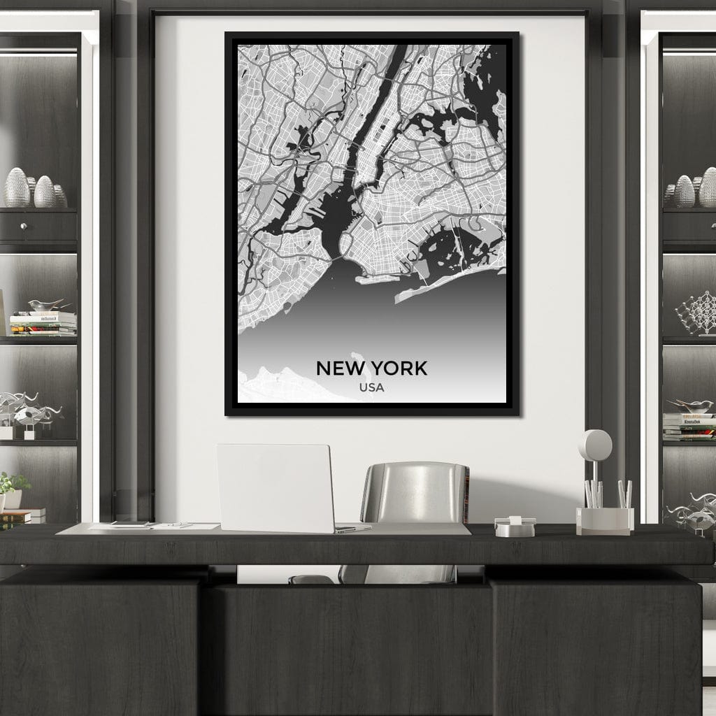 Map of New York City, USA Canvas Wall Art
