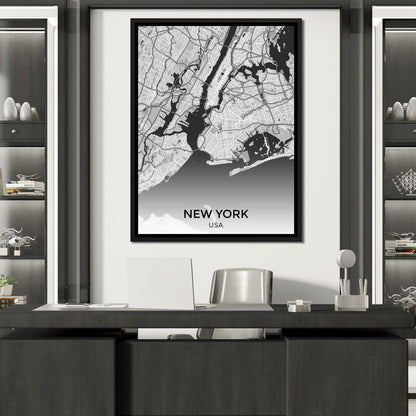 Map of New York City, USA Canvas Wall Art